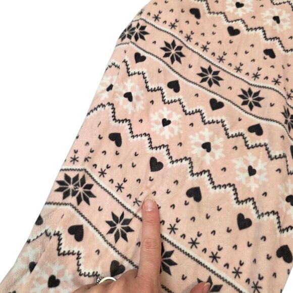 PJ Salvage Pink Velour Snowflake Hearts Lounge Pants M - Picture 5 of 5